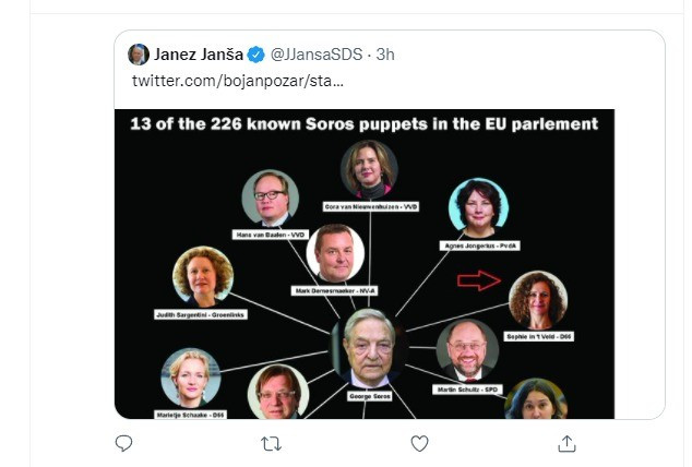 Janez Jansa szlovén miniszterelnök törölt tweetje (Fotó: Arató László/Magyar Hang)