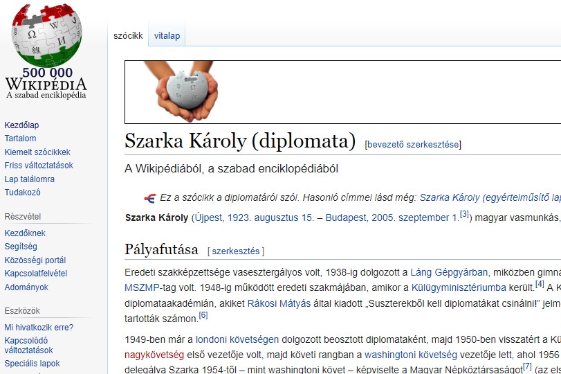 Megszületett a magyar Wikipédia félmilliomodik szócikke