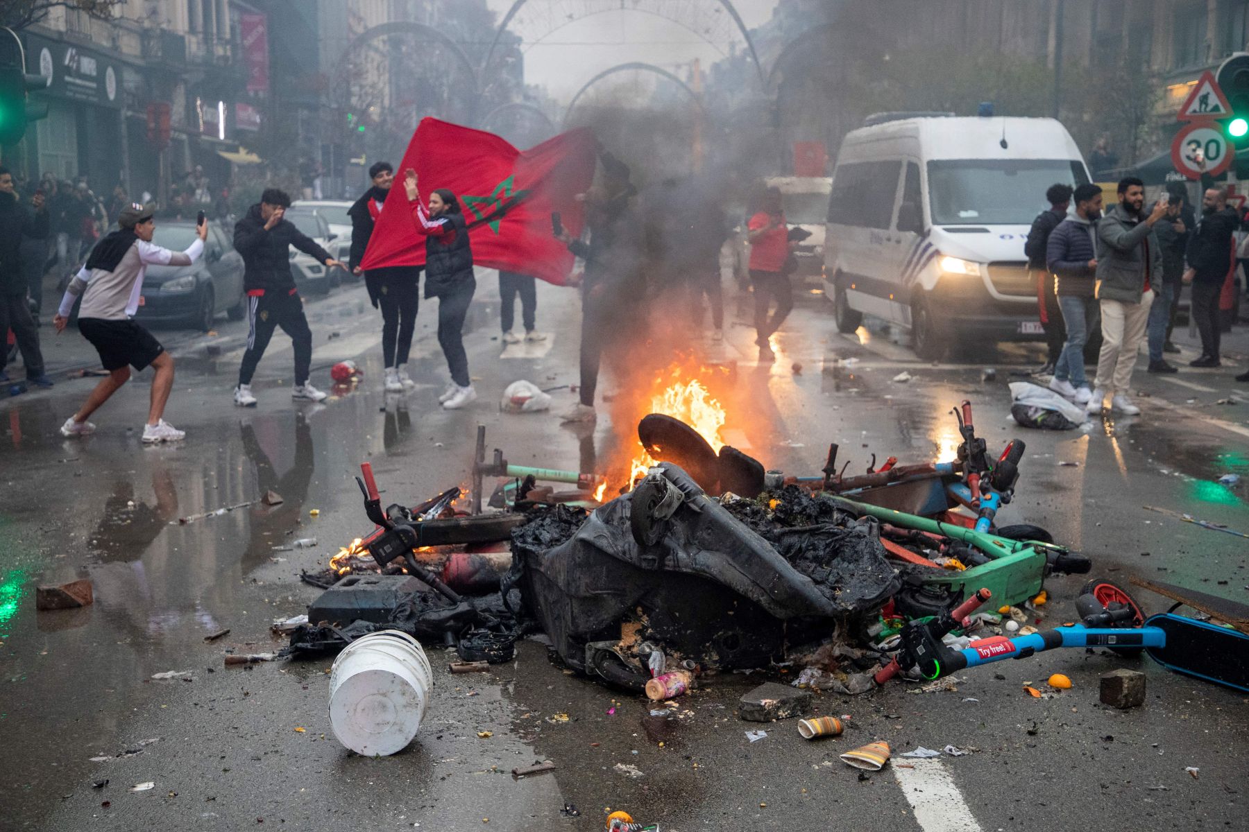 A marokkói győzelem után zavargások törtek ki Brüsszelben