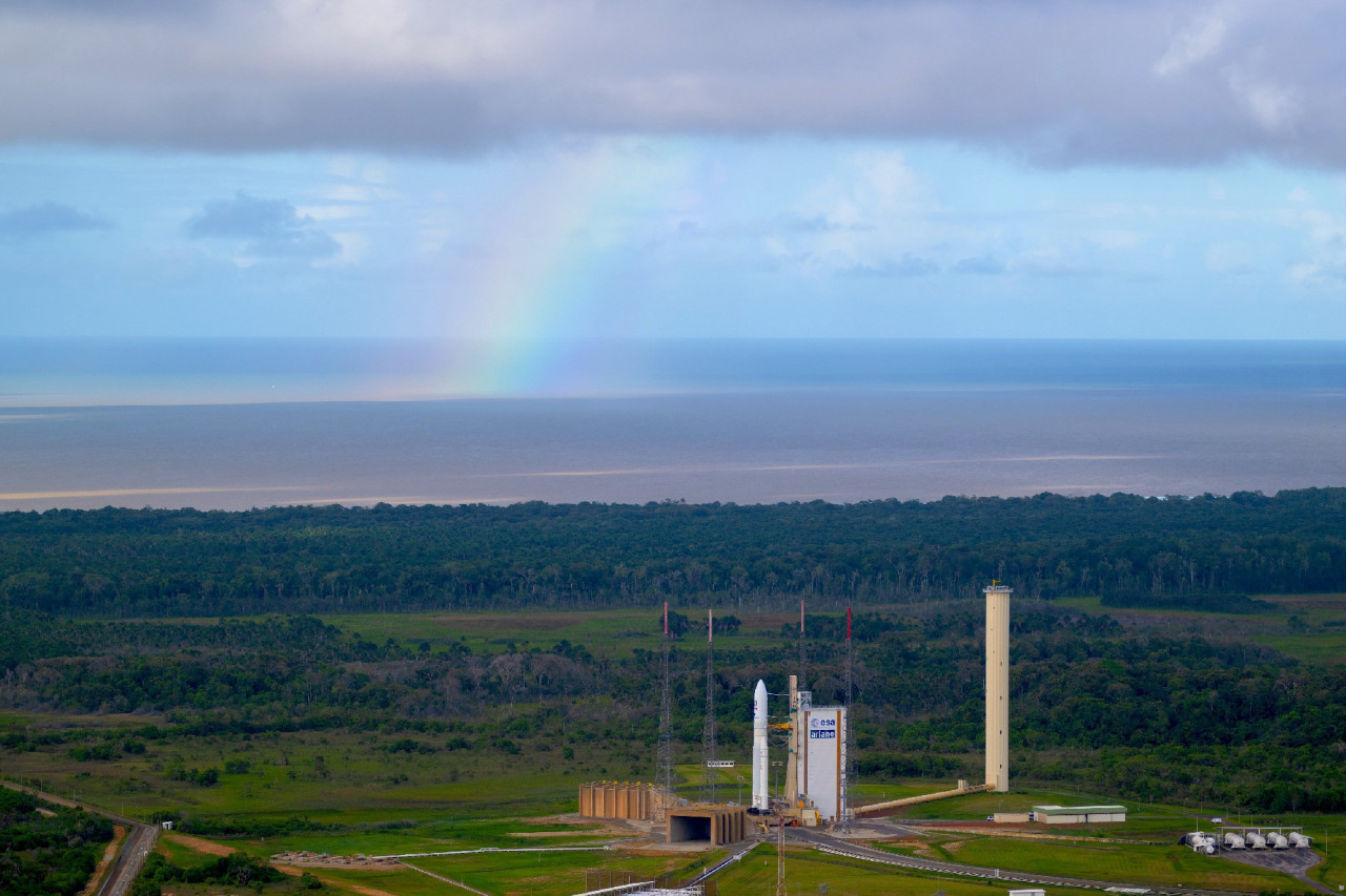 A szondát szállító rakéta indításra vár (Fotó: Európai Űrügynökség)