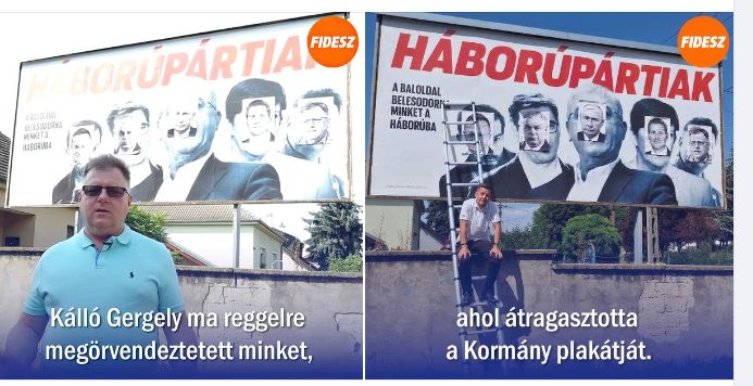 A fideszes politikus szerint is kormányplakát a CÖF háborúpártizós plakátja