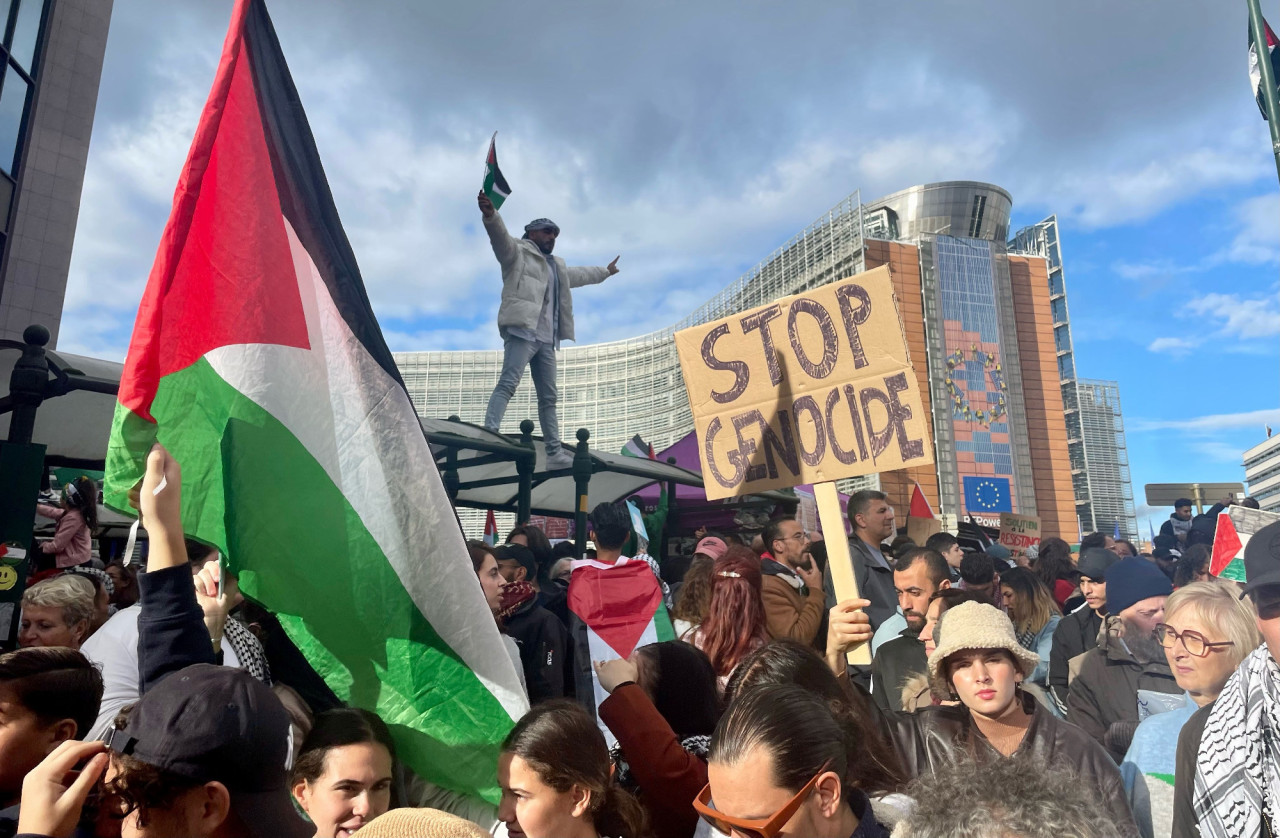 A palesztinok melletti tüntetés Brüsszelben (Fotó: Magyar Hang/Arató László)