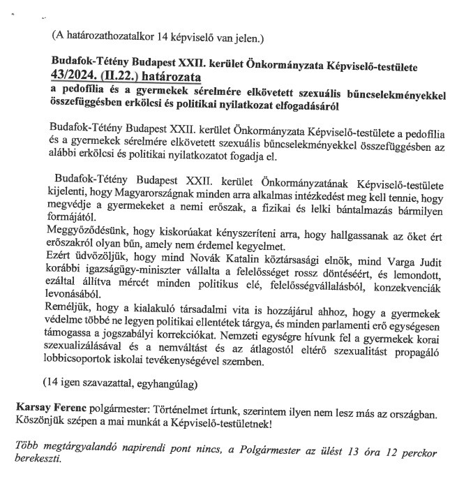 A határozati javaslat a fideszes módosítók után. Végül ezt a verziót fogadták el a DK és a Fidesz politikusai is egyaránt