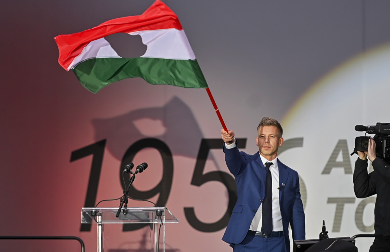 Magyar Péter 2024. október 23-án (Fotó: Magyar Hang/Beliczay László)