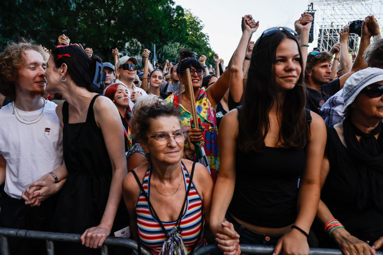 Résztvevők a 2025-ös Budapest Pride-on. (Fotó: Végh László/Magyar Hang)