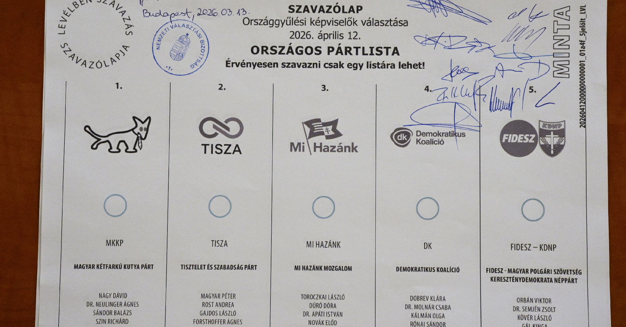 Jóváhagyták az országos pártlistás szavazólap mintáit.