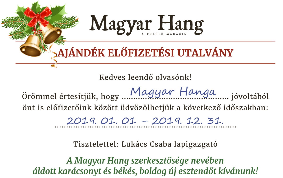 Ajándékozzon Magyar Hang-előfizetést karácsonyra!