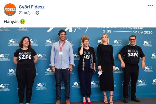 „Hányás” – így kommentálta a győri Fidesz a világhírű rendező SZFE melletti kiállását