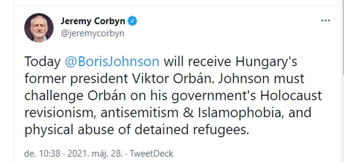 Jeremy Corbyn szerint az Orbán-kormány antiszemita